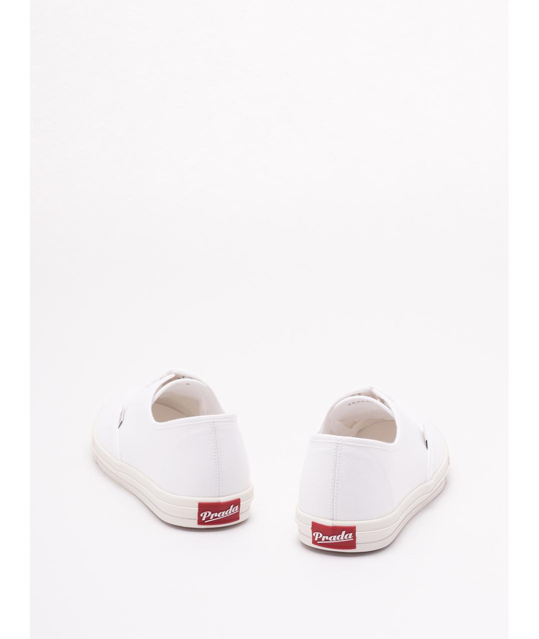 PRADA Белые текстильные низкие кроссовки / кеды, фото 3