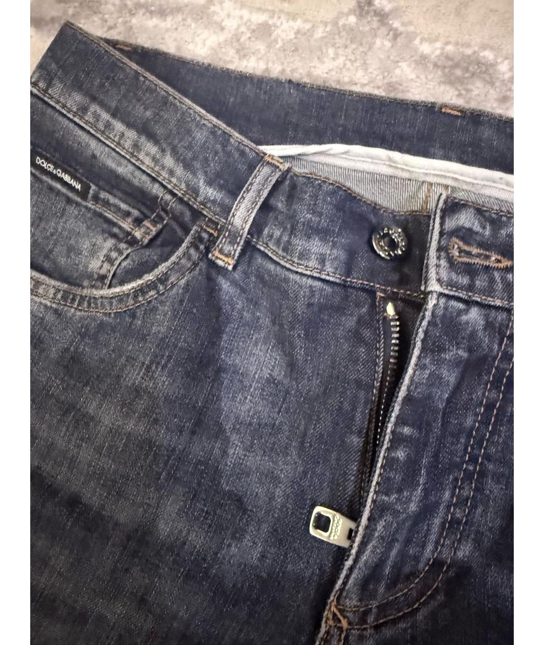 DOLCE&GABBANA Темно-синие хлопковые прямые джинсы, фото 3