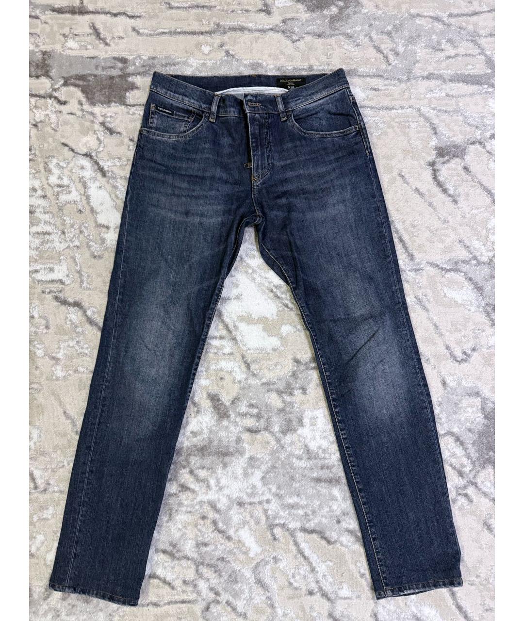 DOLCE&GABBANA Темно-синие хлопковые прямые джинсы, фото 5