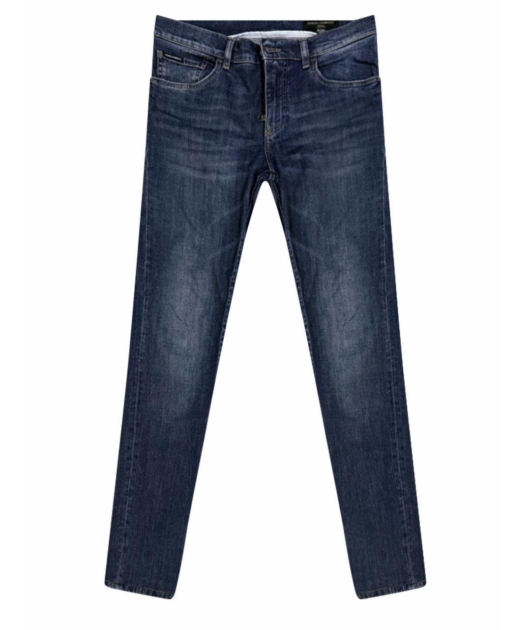 DOLCE&GABBANA Темно-синие хлопковые прямые джинсы, фото 1