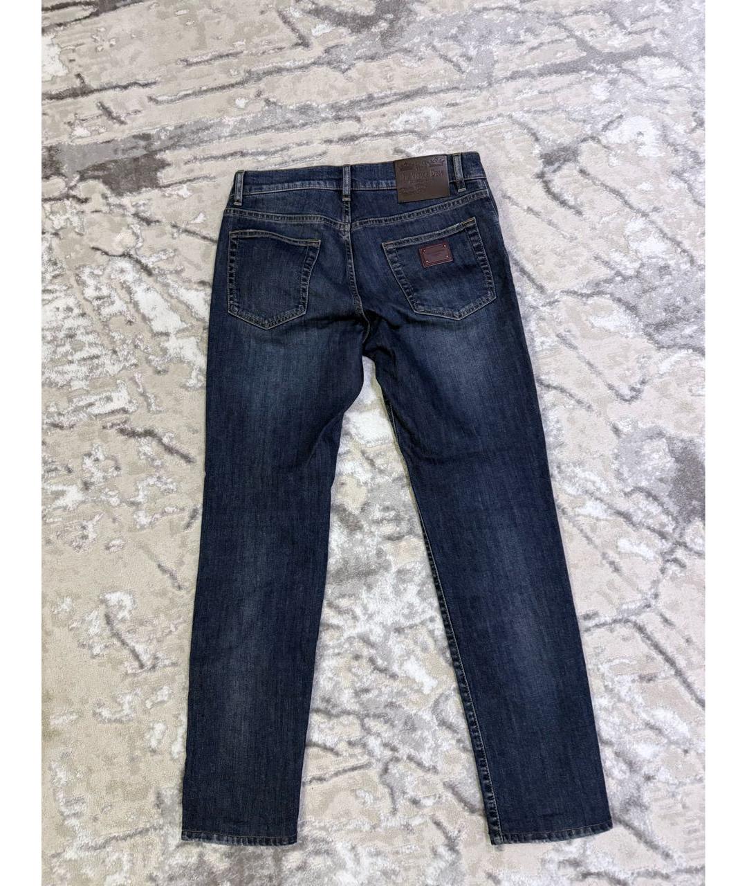 DOLCE&GABBANA Темно-синие хлопковые прямые джинсы, фото 2