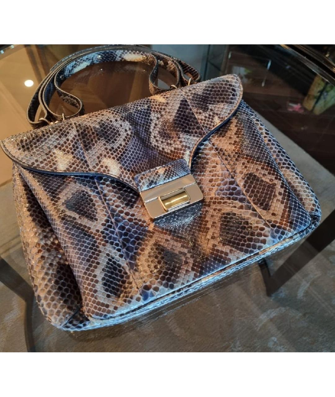 VALENTINO Темно-синяя сумка с короткими ручками из экзотической кожи, фото 6