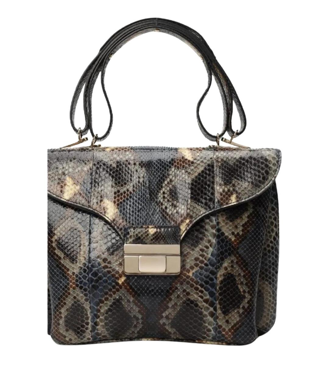 VALENTINO Темно-синяя сумка с короткими ручками из экзотической кожи, фото 2