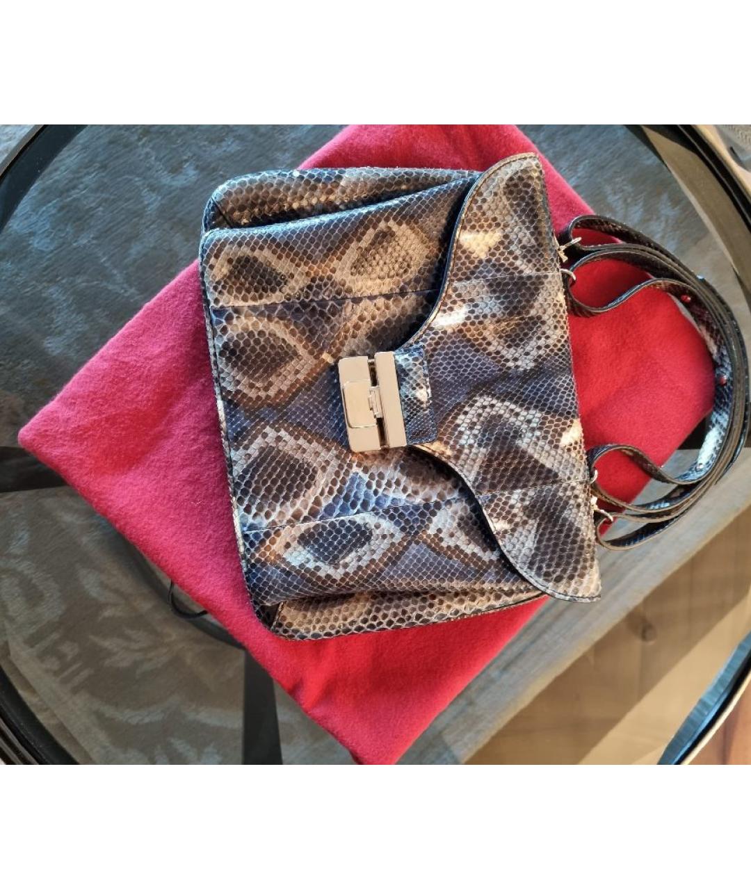 VALENTINO Темно-синяя сумка с короткими ручками из экзотической кожи, фото 8