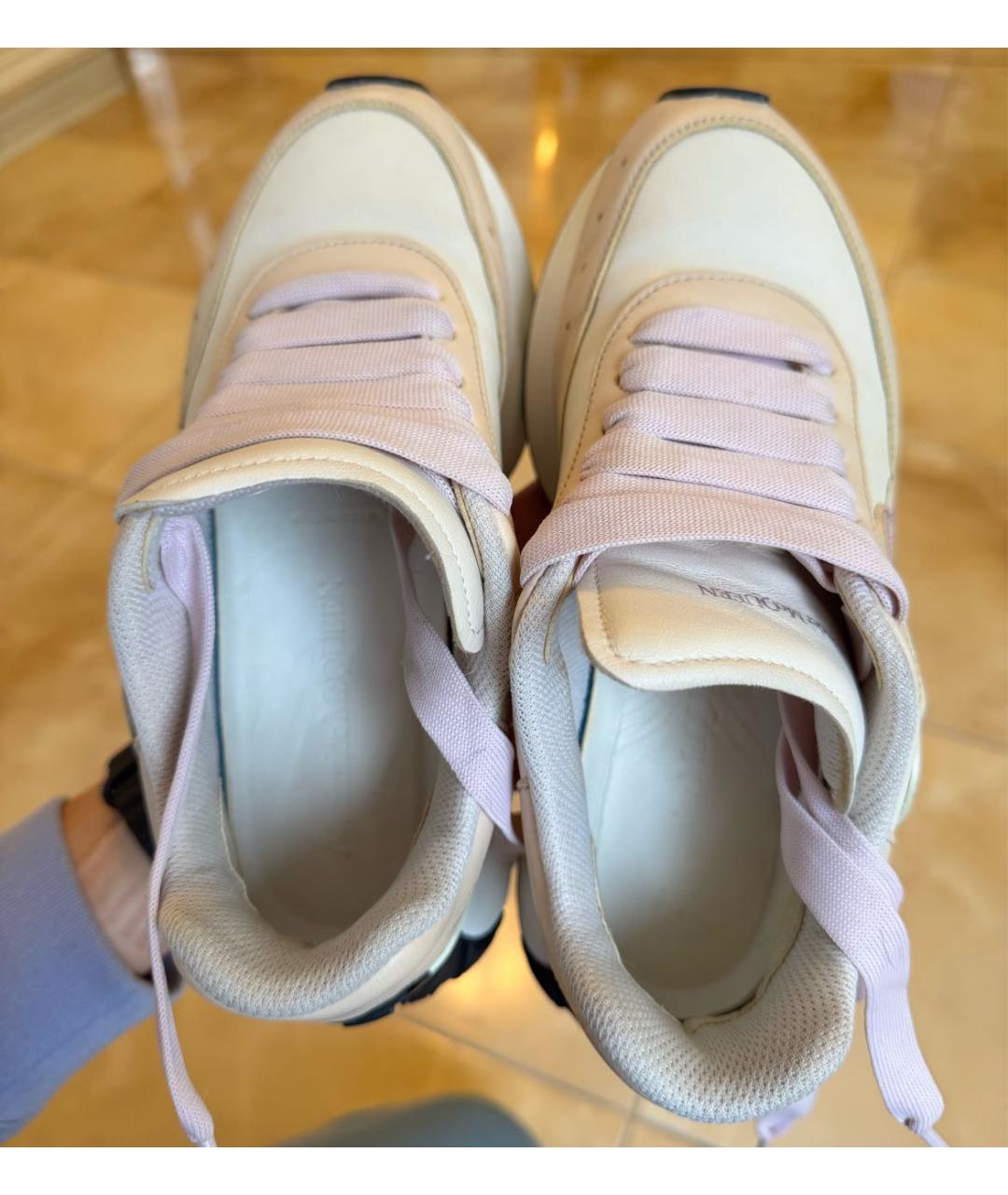 ALEXANDER MCQUEEN Бежевые кожаные кроссовки, фото 3