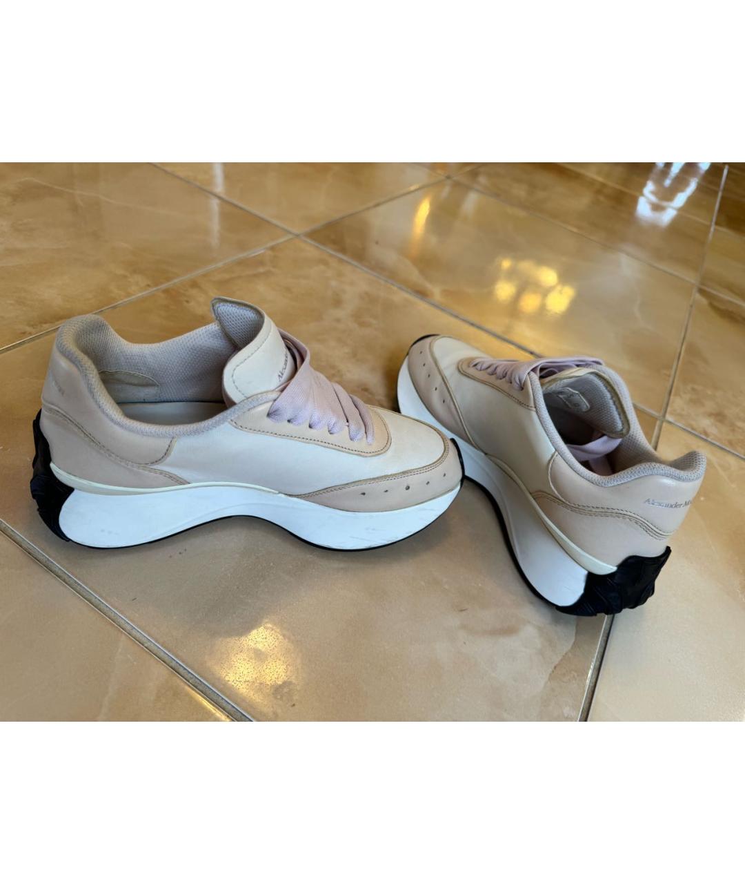 ALEXANDER MCQUEEN Бежевые кожаные кроссовки, фото 6