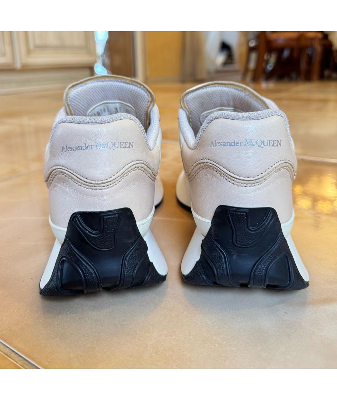ALEXANDER MCQUEEN Бежевые кожаные кроссовки, фото 4
