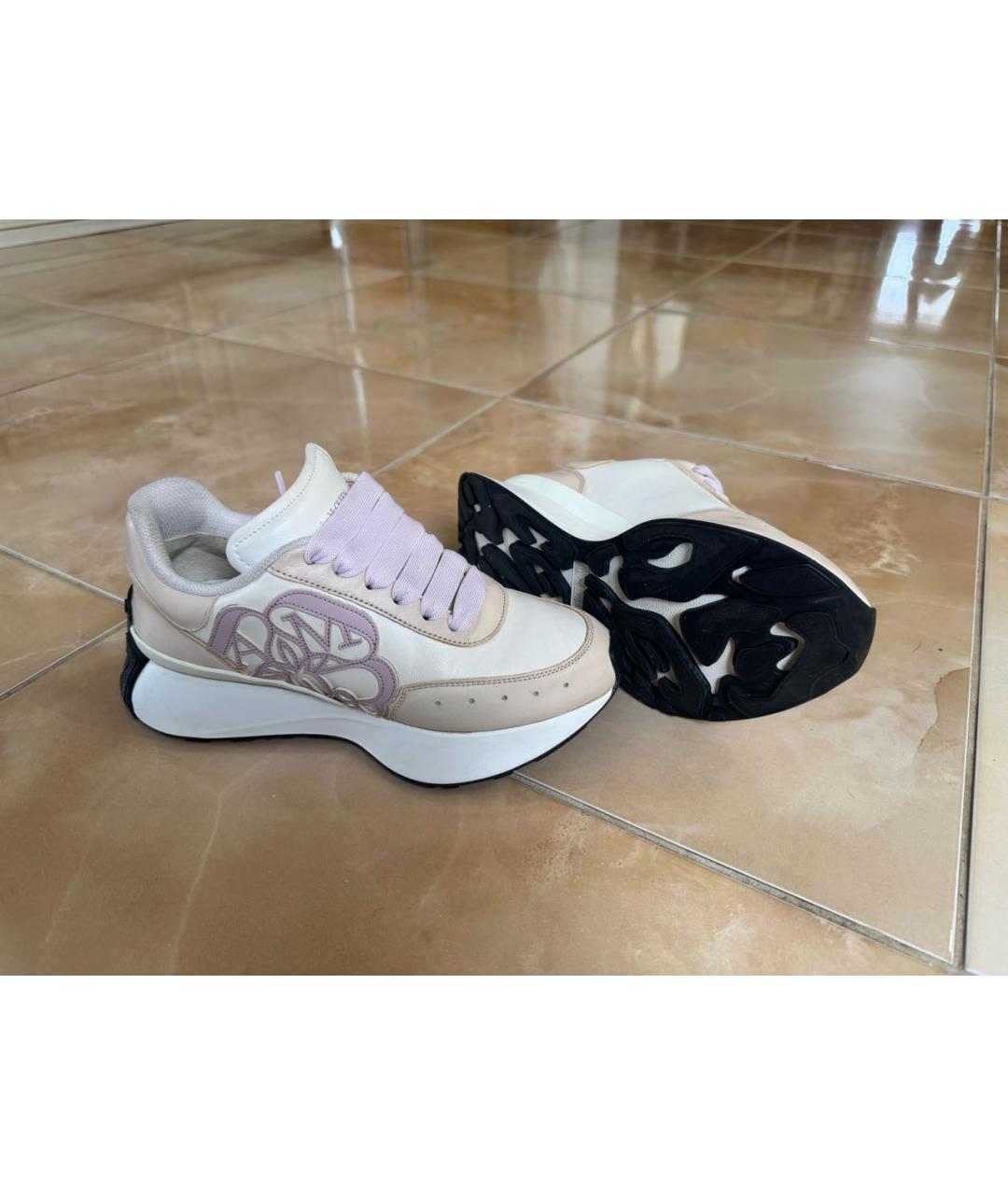 ALEXANDER MCQUEEN Бежевые кожаные кроссовки, фото 8