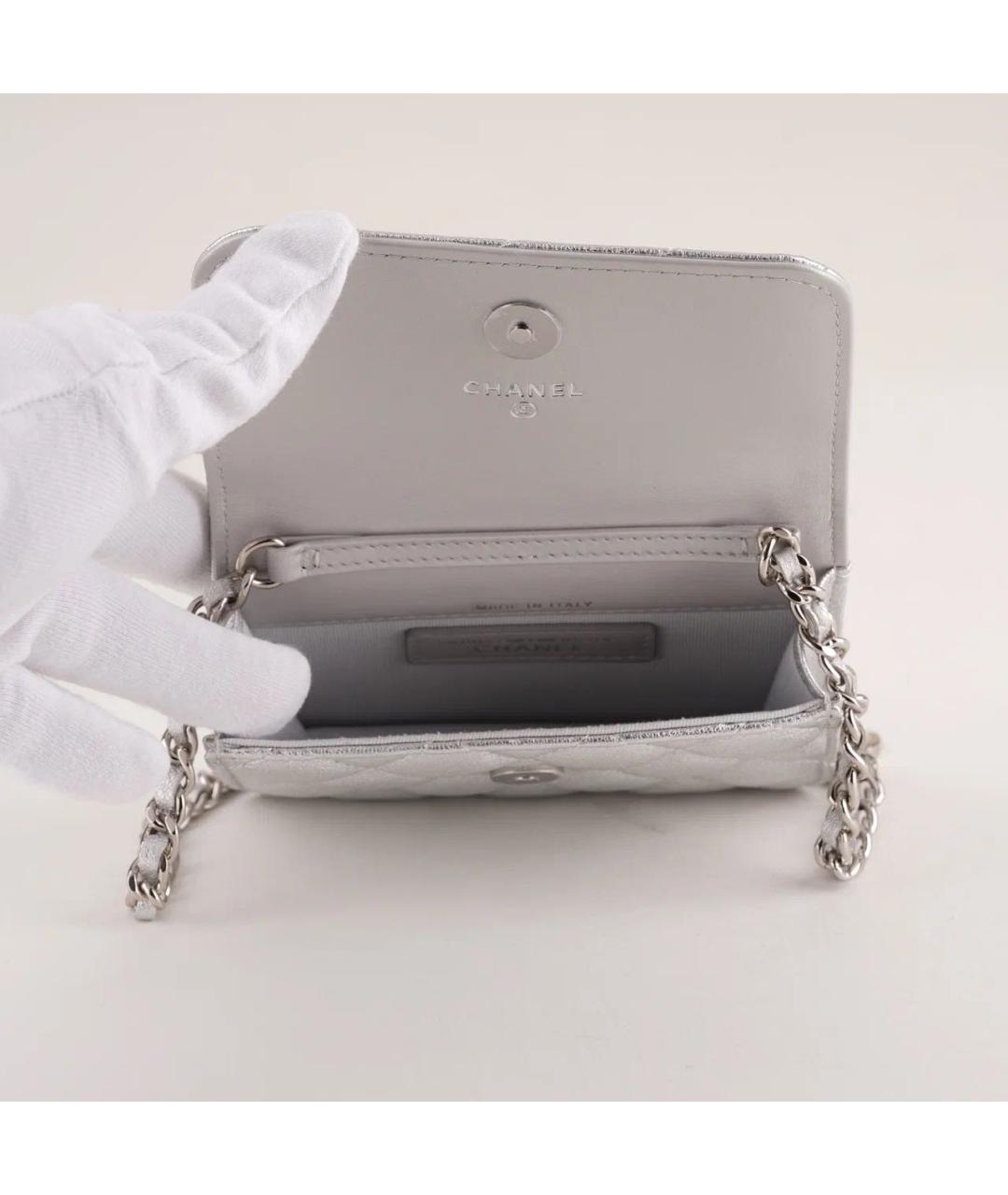 CHANEL Серебряная кожаная сумка через плечо, фото 7