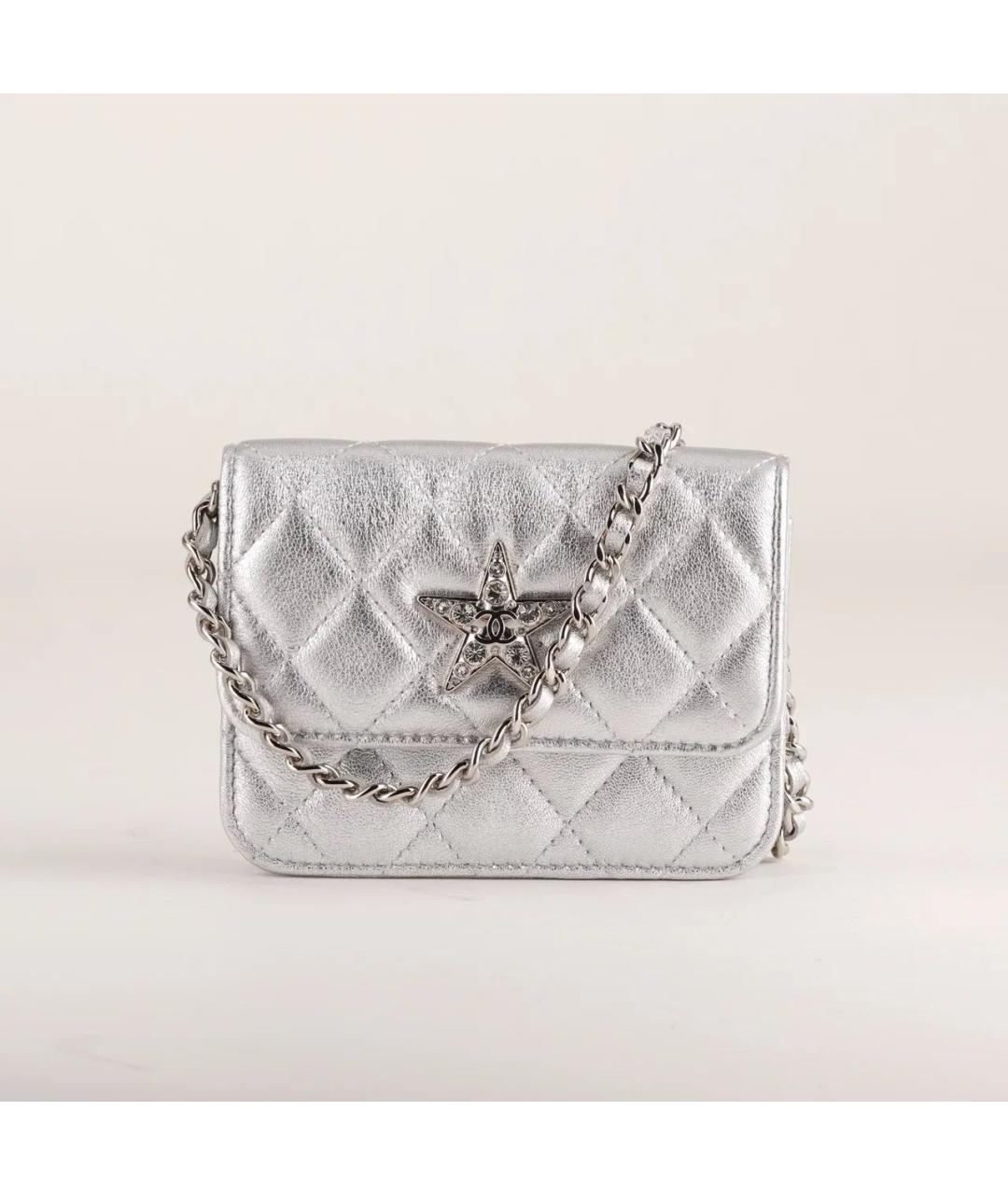 CHANEL Серебряная кожаная сумка через плечо, фото 9