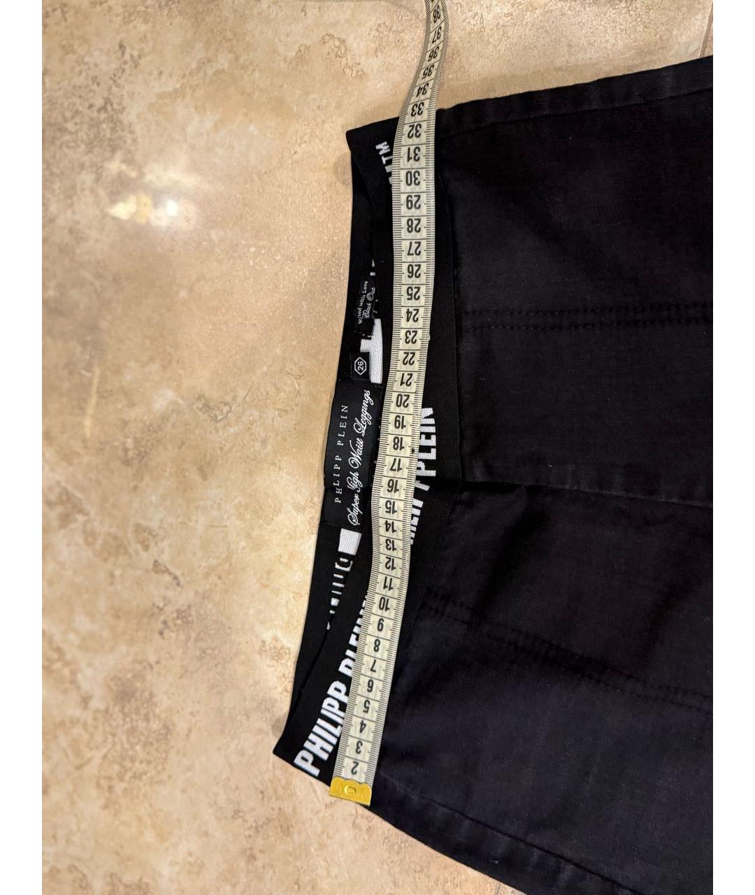 PHILIPP PLEIN Черные хлопко-эластановые леггинсы и велосипедки, фото 6