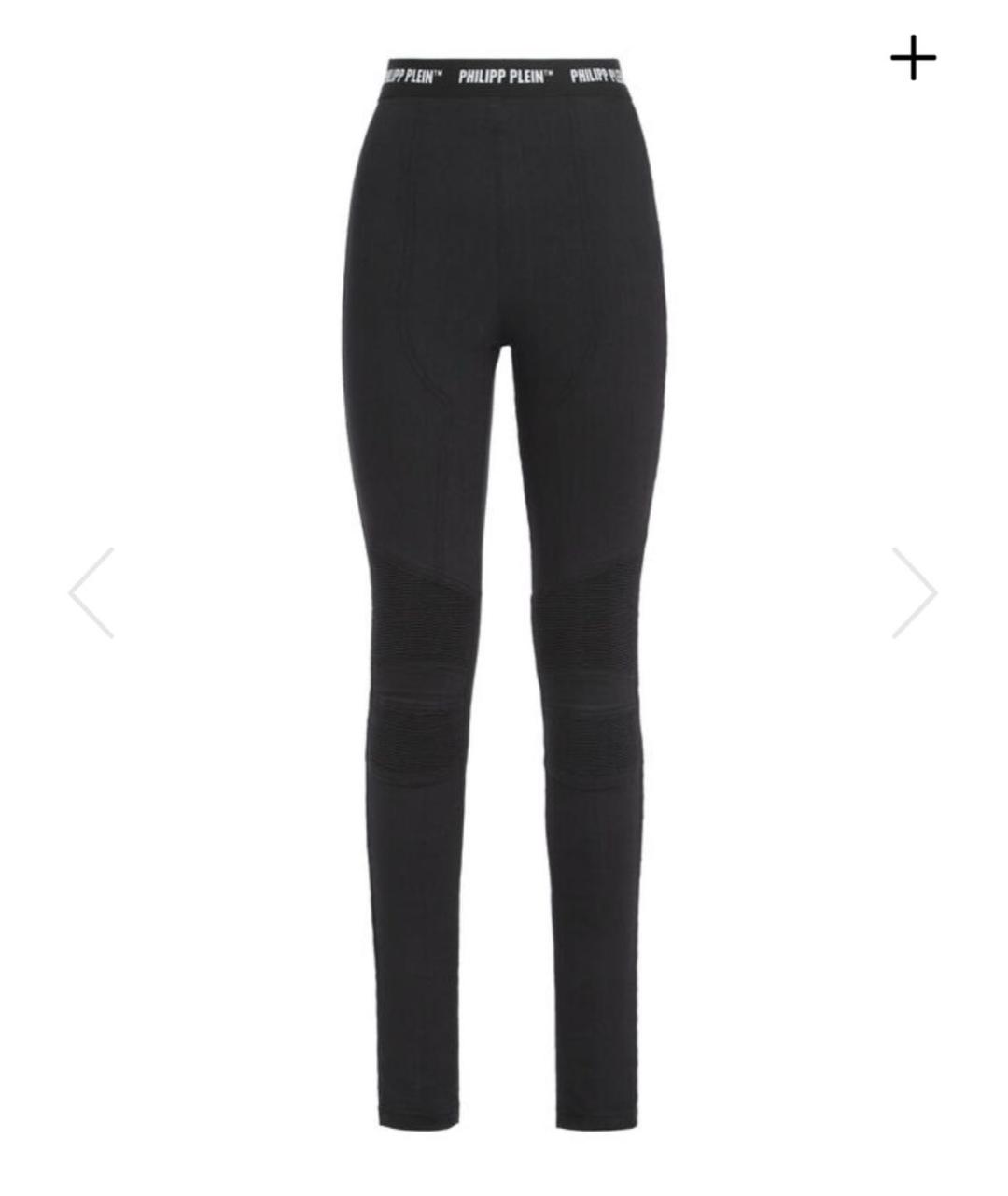 PHILIPP PLEIN Черные хлопко-эластановые леггинсы и велосипедки, фото 9