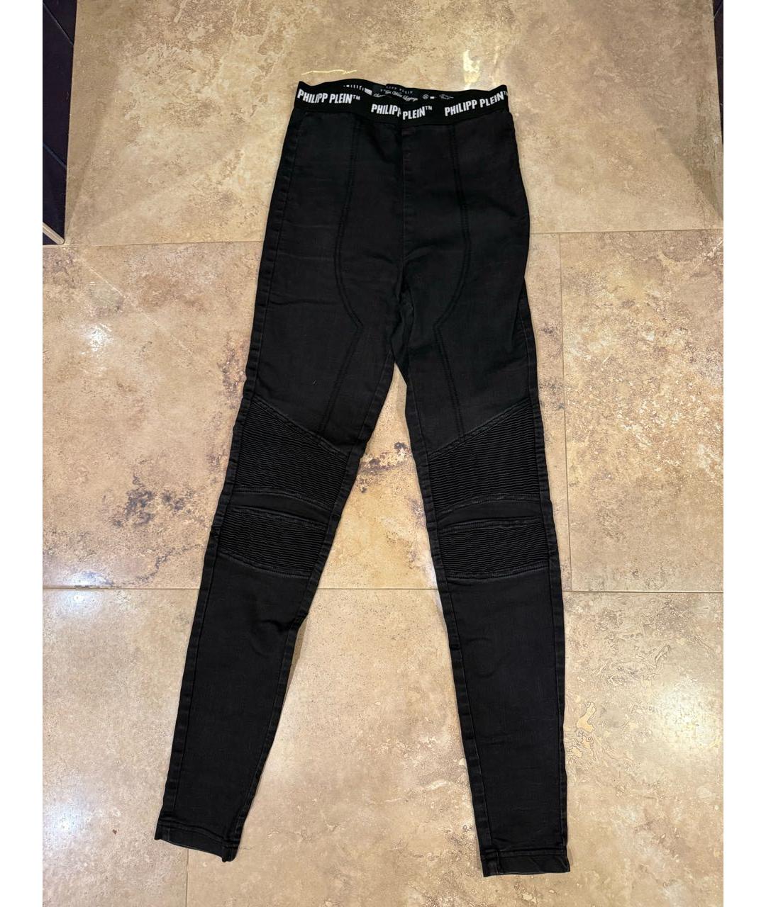 PHILIPP PLEIN Черные хлопко-эластановые леггинсы и велосипедки, фото 2