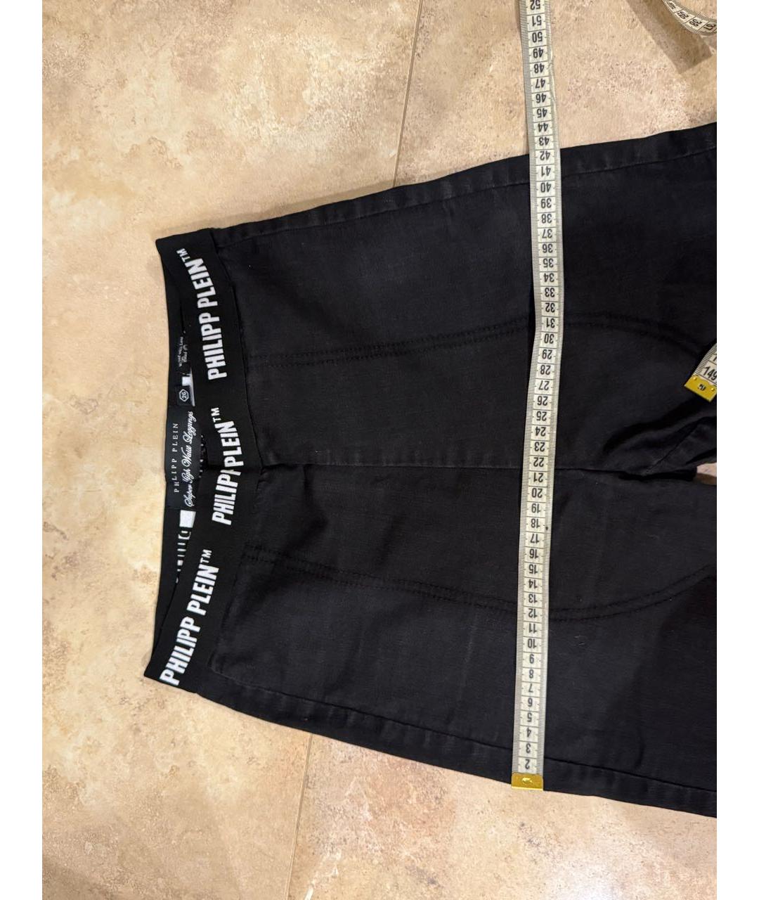 PHILIPP PLEIN Черные хлопко-эластановые леггинсы и велосипедки, фото 7