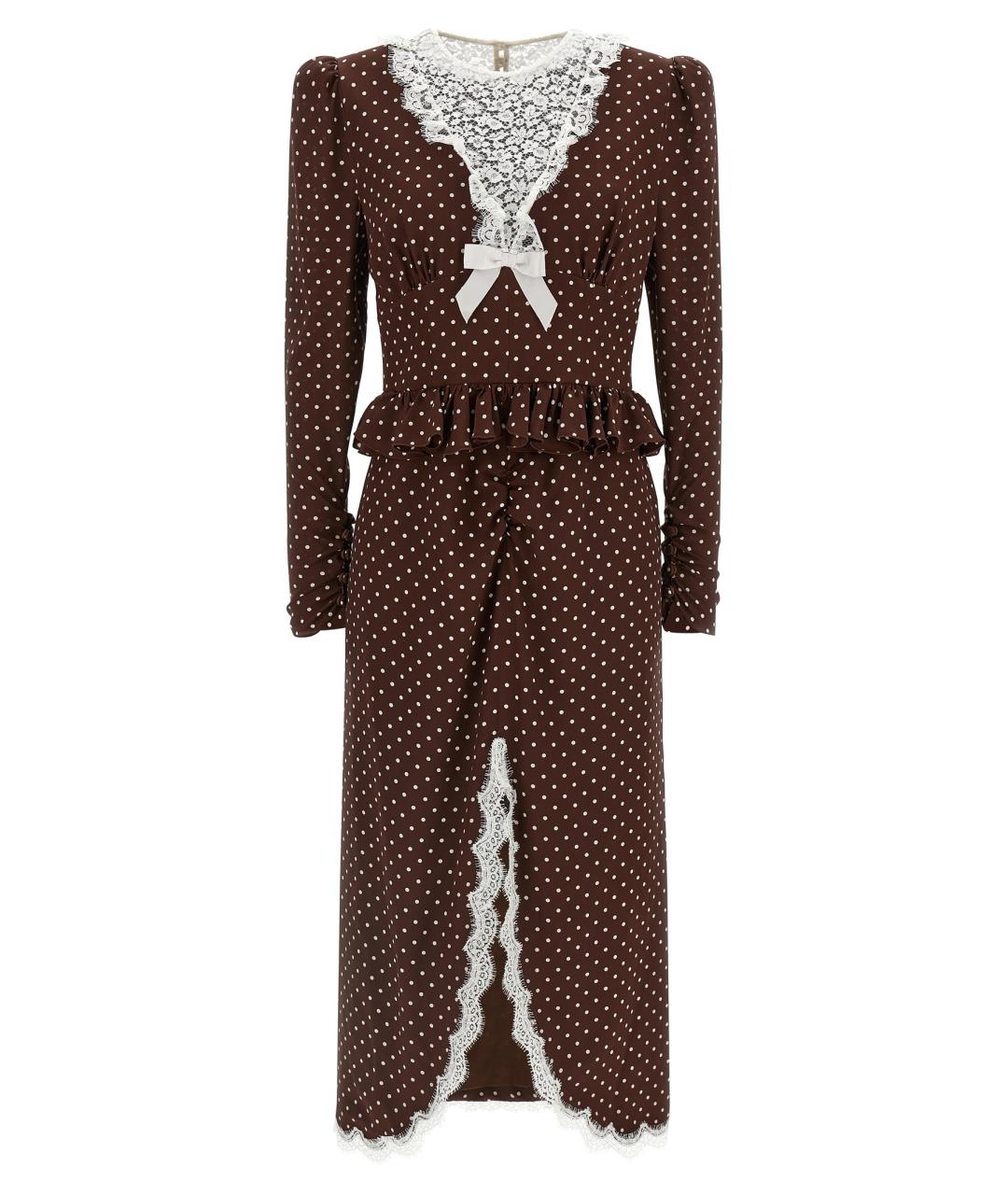 ALESSANDRA RICH Коричневое шелковое платье, фото 1