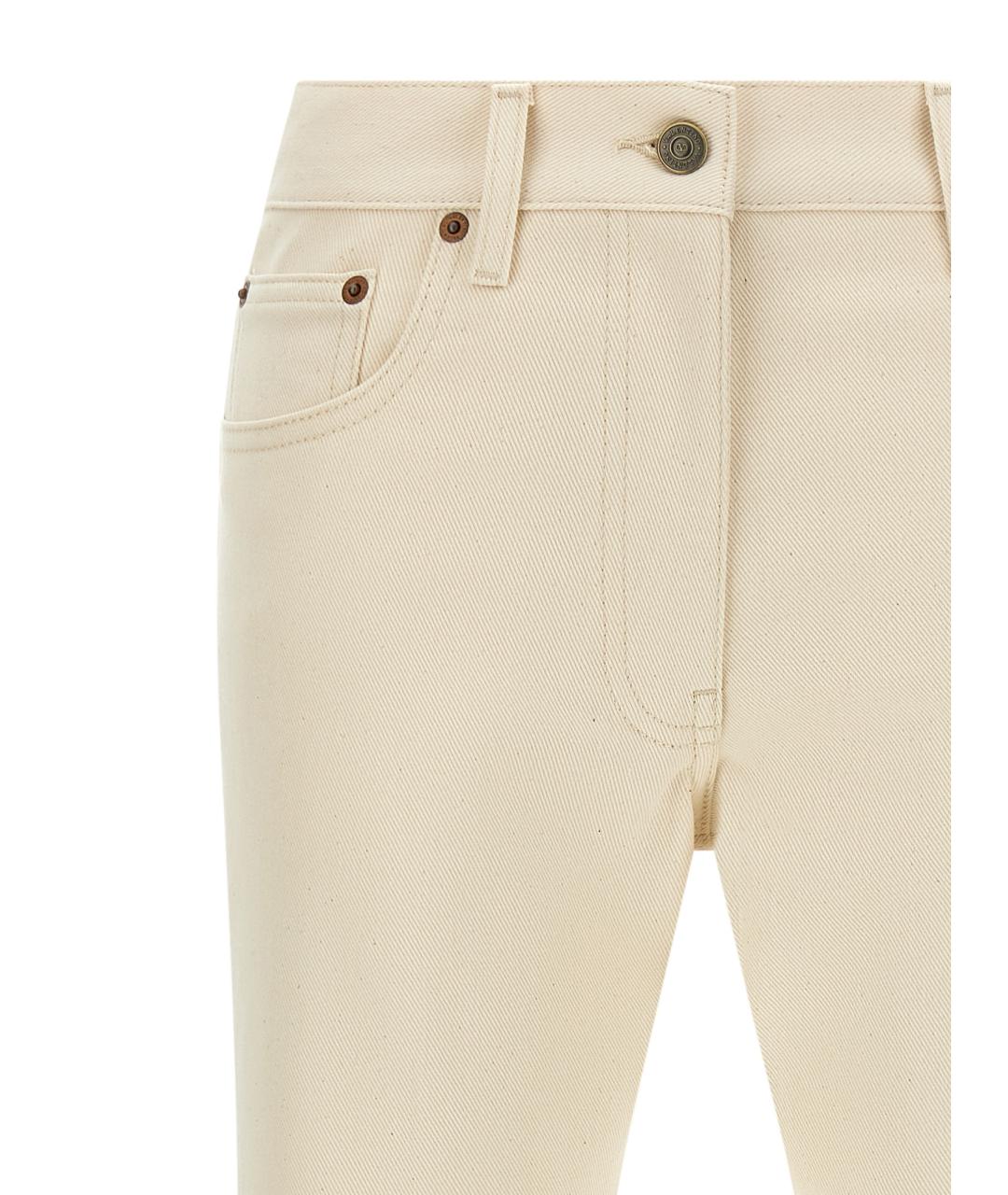VALENTINO Бежевые хлопковые джинсы клеш, фото 3