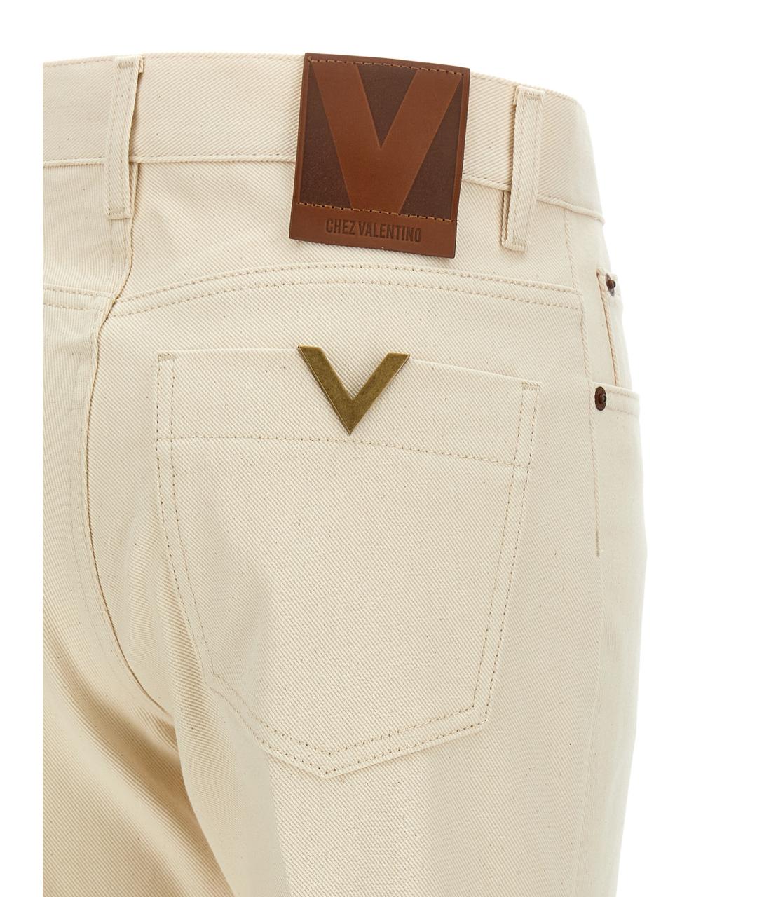 VALENTINO Бежевые хлопковые джинсы клеш, фото 4