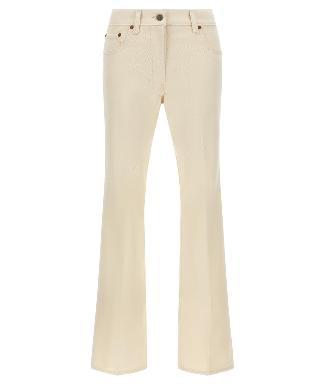 VALENTINO Бежевые хлопковые джинсы клеш, фото 1