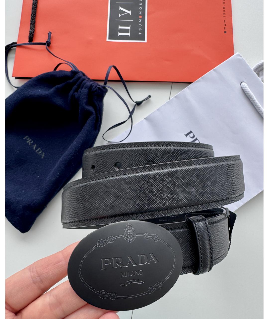 PRADA Черный кожаный ремень, фото 4