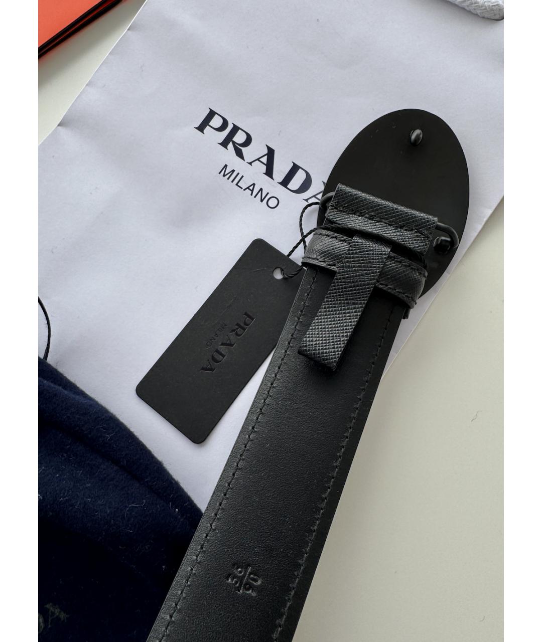 PRADA Черный кожаный ремень, фото 2