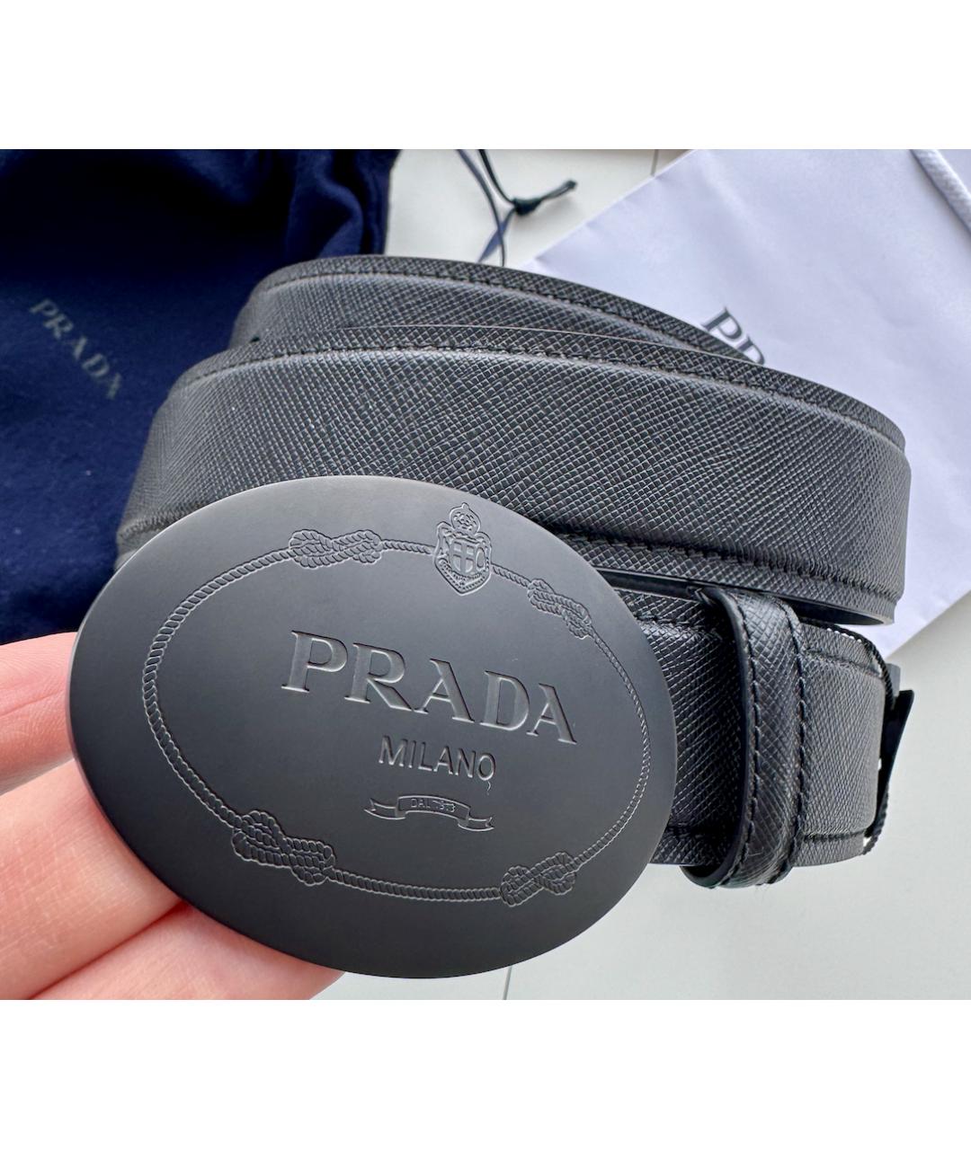 PRADA Черный кожаный ремень, фото 10