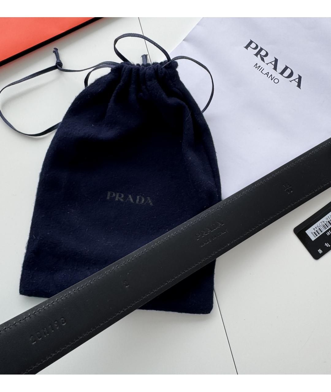 PRADA Черный кожаный ремень, фото 3