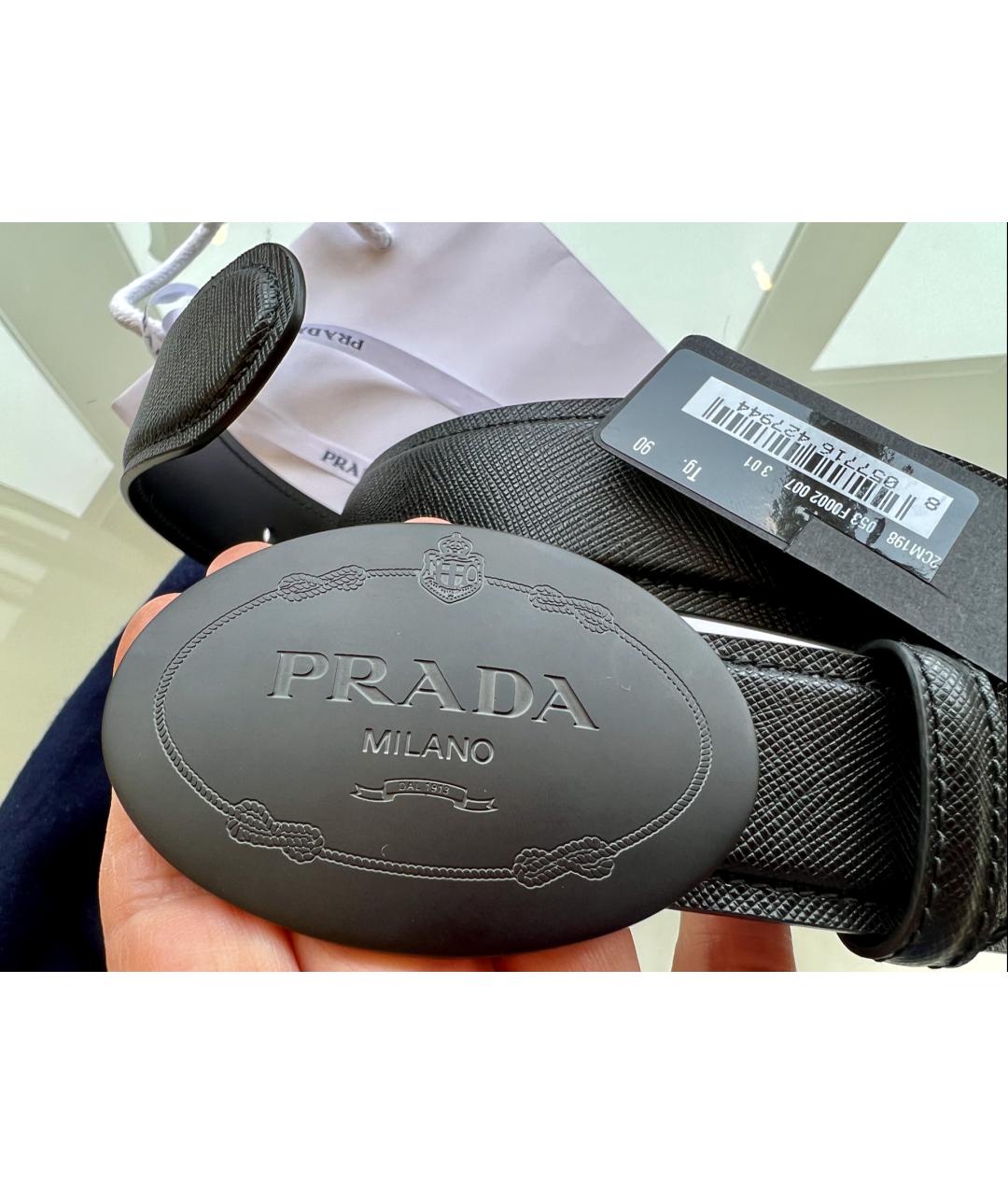 PRADA Черный кожаный ремень, фото 7