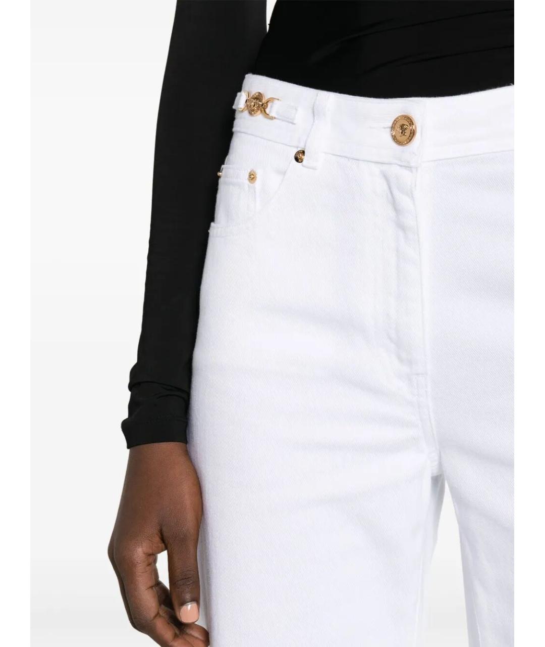 VERSACE Белые хлопковые прямые джинсы, фото 4