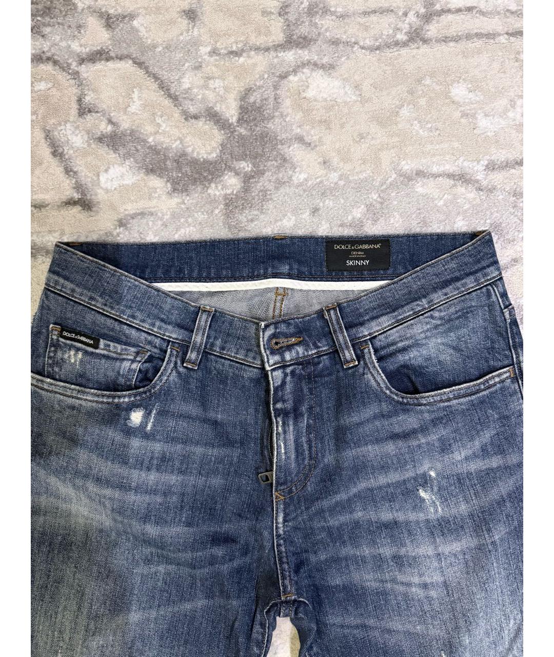 DOLCE&GABBANA Синие хлопковые прямые джинсы, фото 3