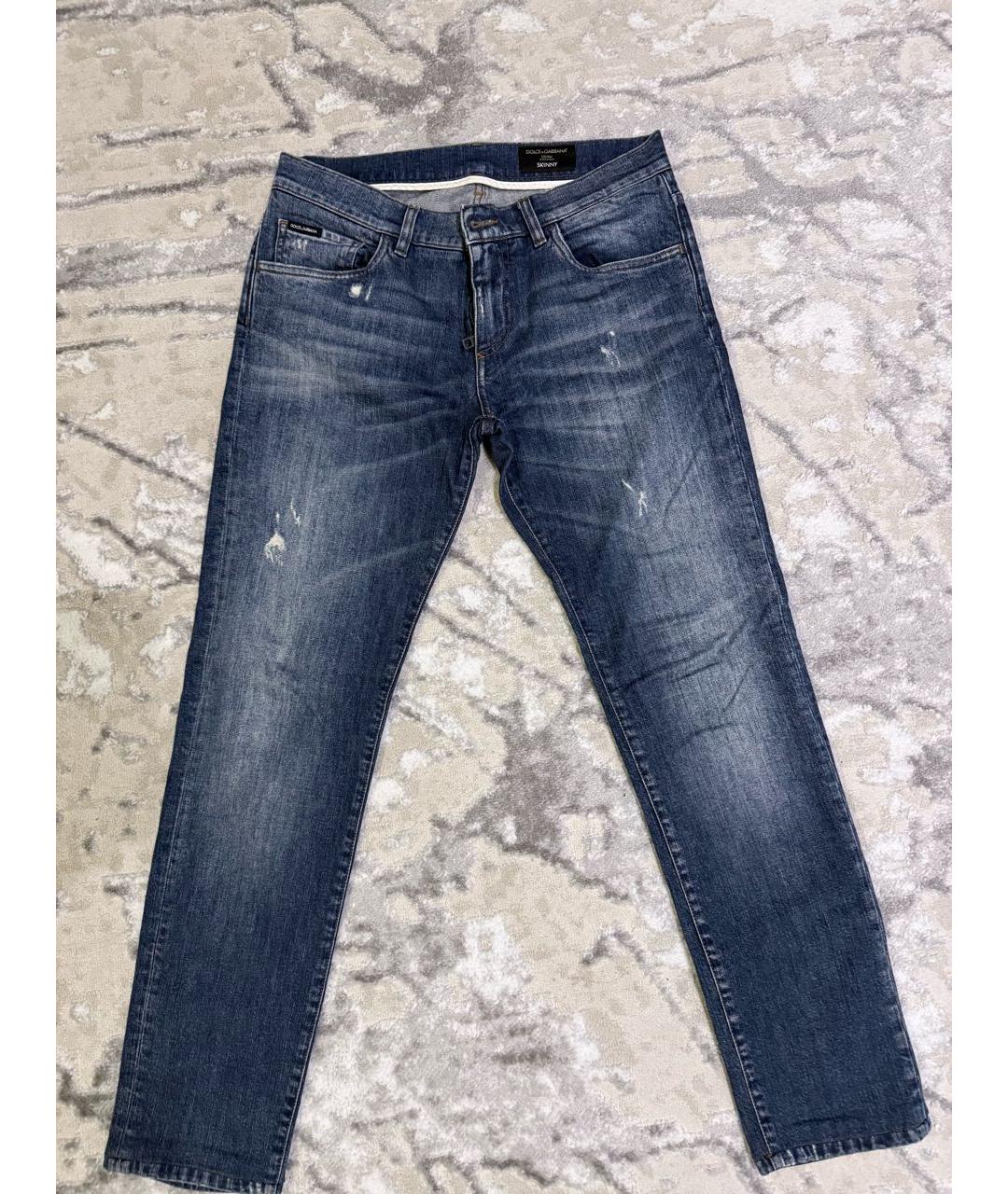 DOLCE&GABBANA Синие хлопковые прямые джинсы, фото 5