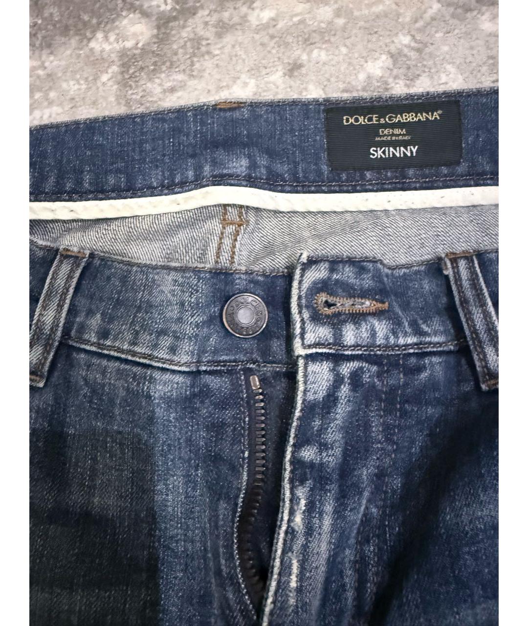 DOLCE&GABBANA Синие хлопковые прямые джинсы, фото 4