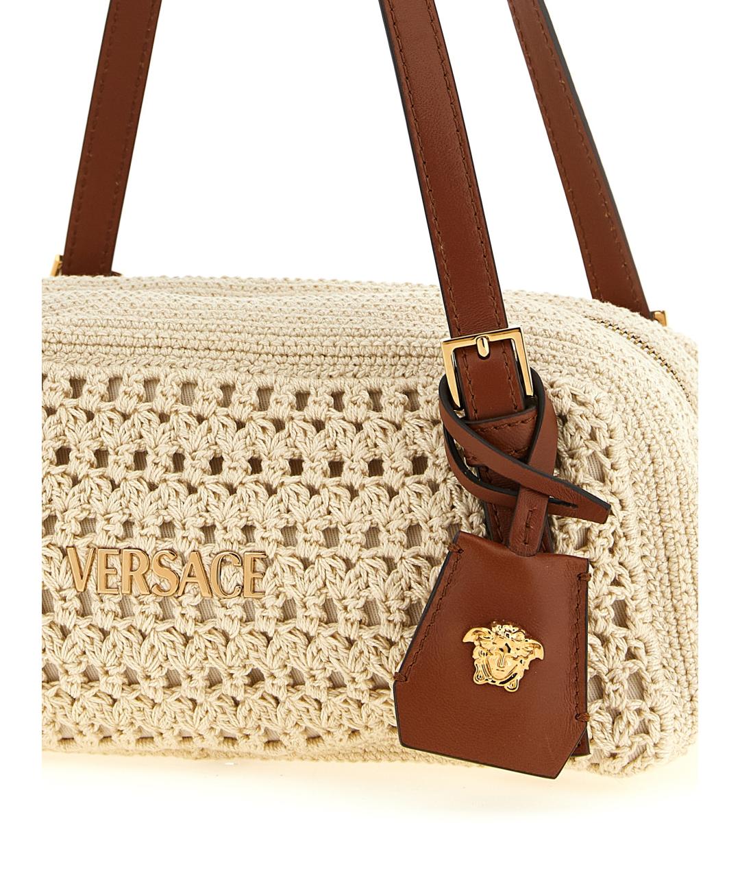 VERSACE Бежевая пелетеная сумка через плечо, фото 3