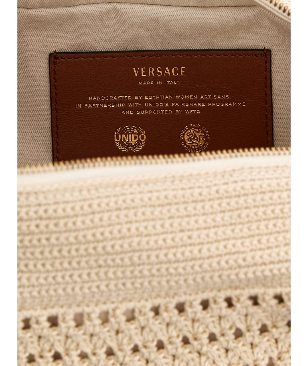 VERSACE Бежевая пелетеная сумка через плечо, фото 4