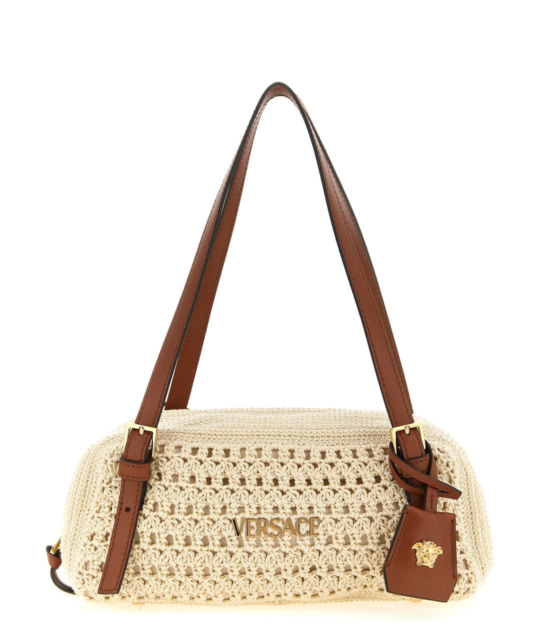VERSACE Бежевая пелетеная сумка через плечо, фото 1