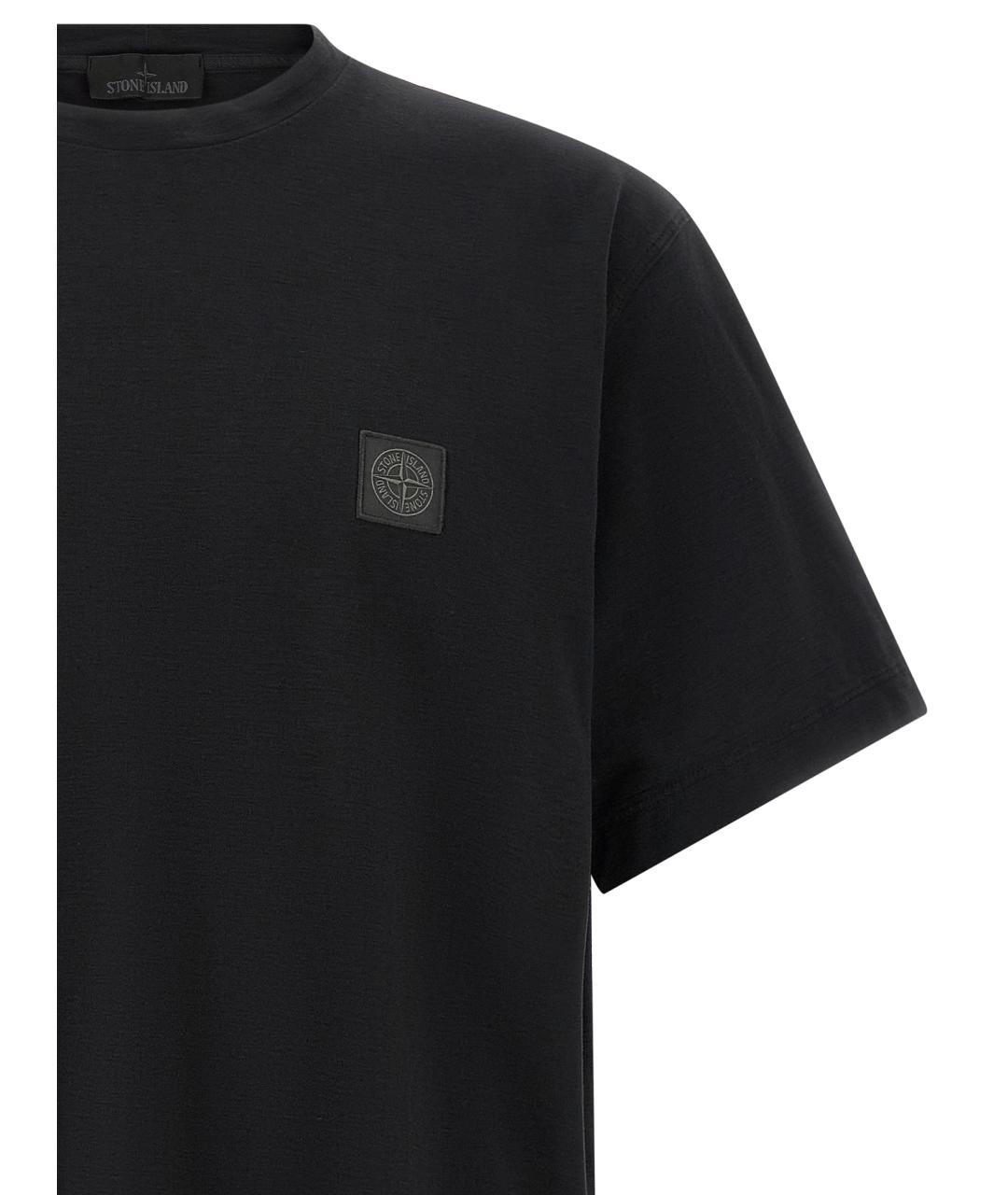 STONE ISLAND Черная хлопковая футболка, фото 3