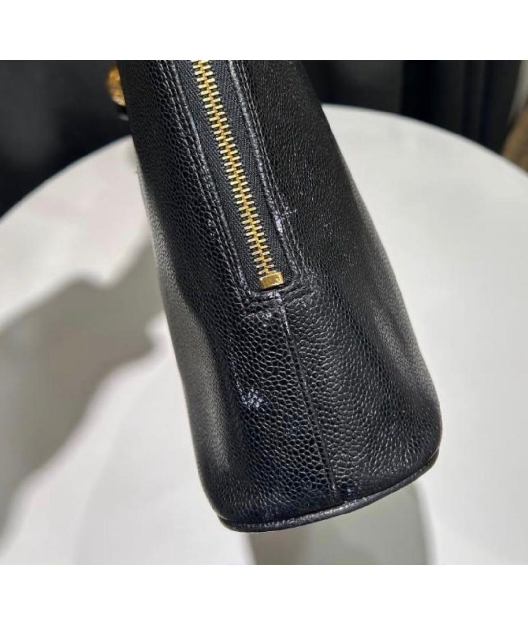 CHANEL Черная кожаная сумка тоут, фото 7