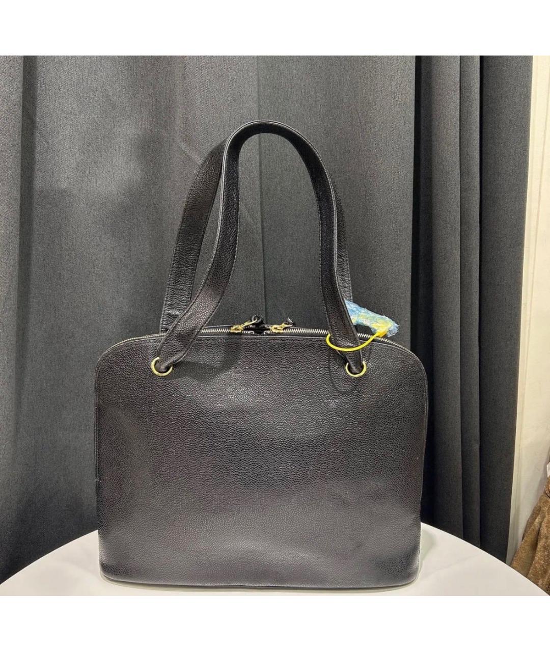 CHANEL Черная кожаная сумка тоут, фото 2