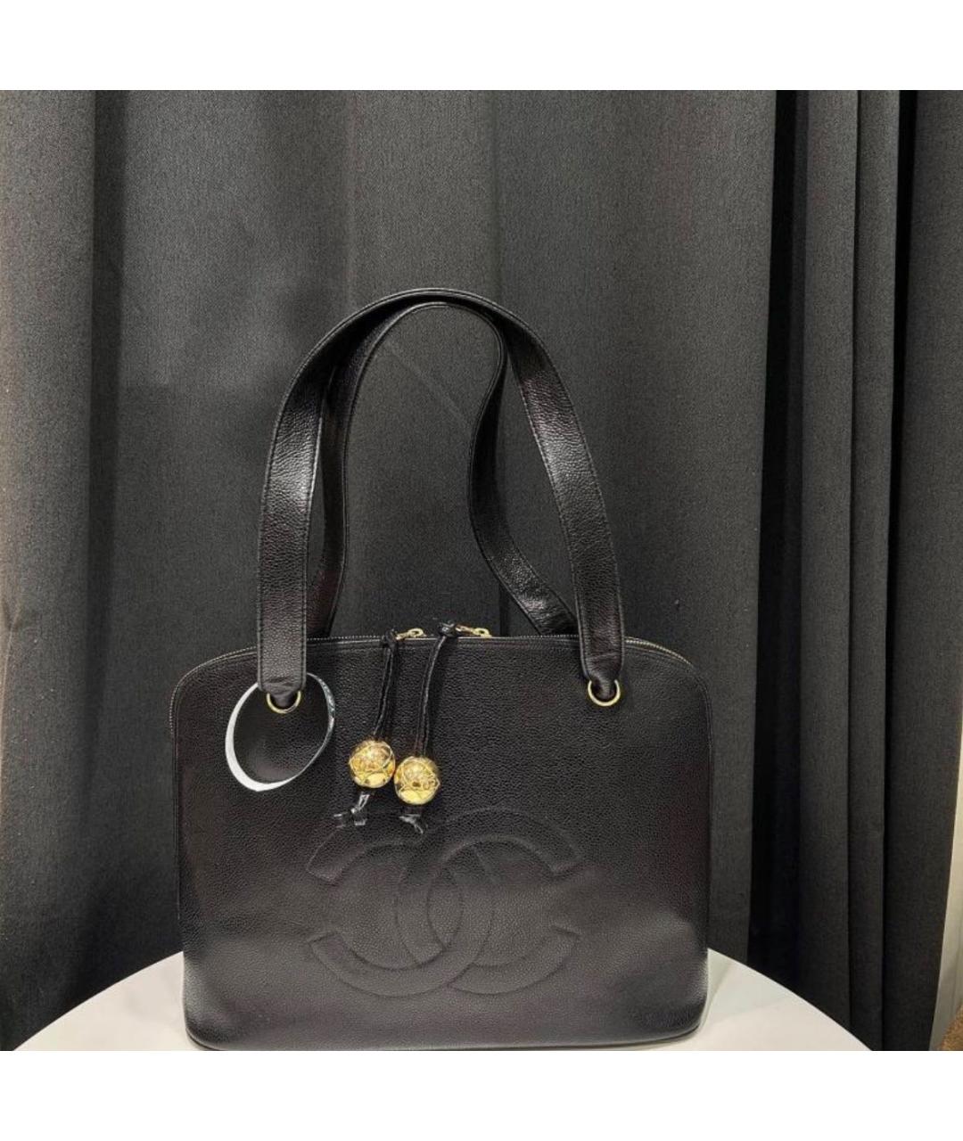 CHANEL Черная кожаная сумка тоут, фото 9