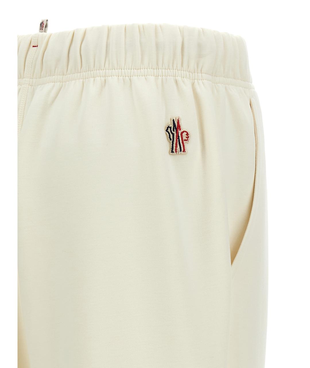 MONCLER GRENOBLE Белые полиэстеровые прямые брюки, фото 4