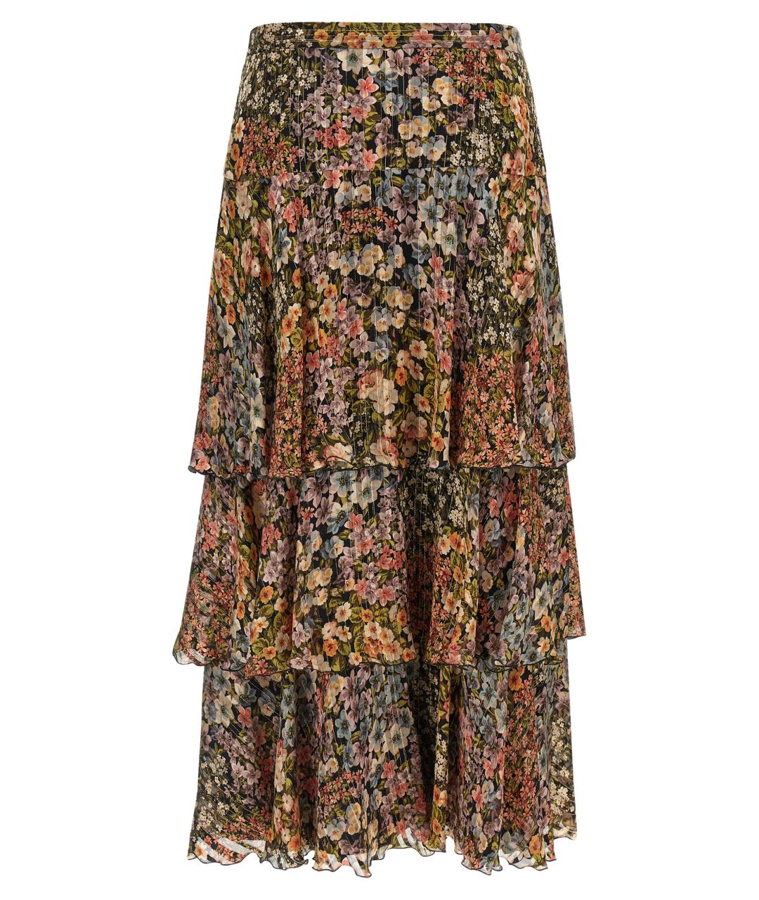 VALENTINO Мульти шелковая юбка миди, фото 2