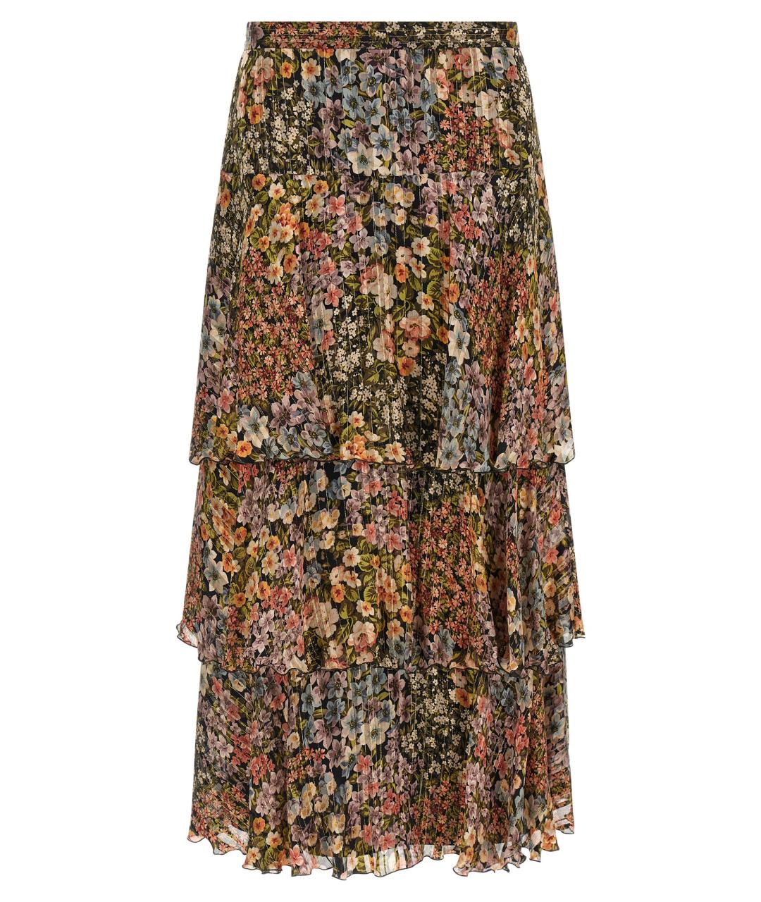 VALENTINO Мульти шелковая юбка миди, фото 1