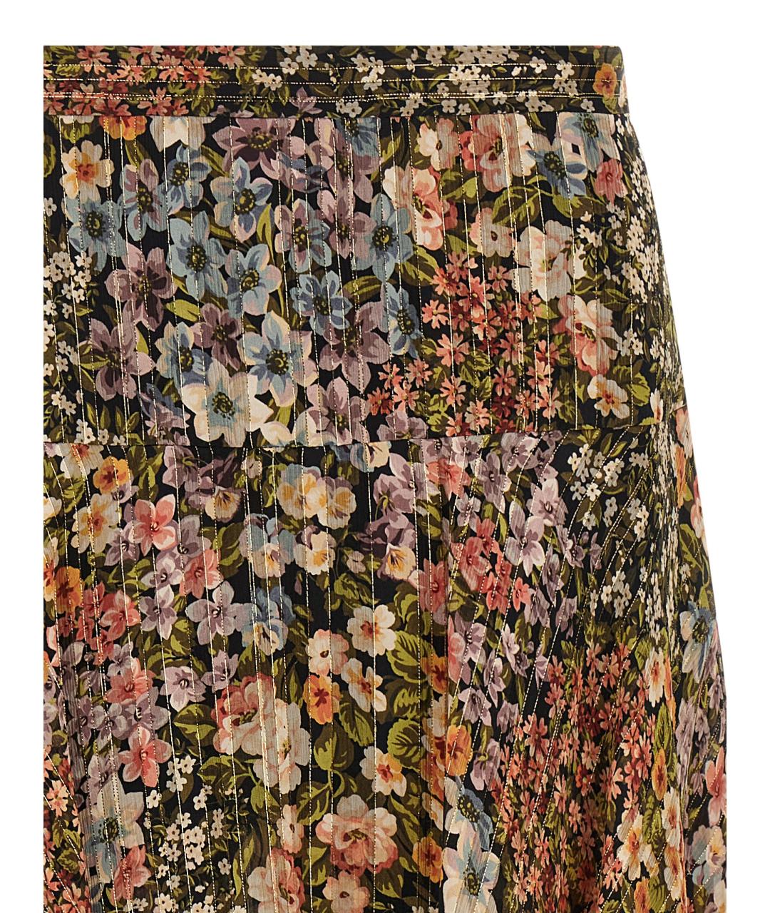 VALENTINO Мульти шелковая юбка миди, фото 3