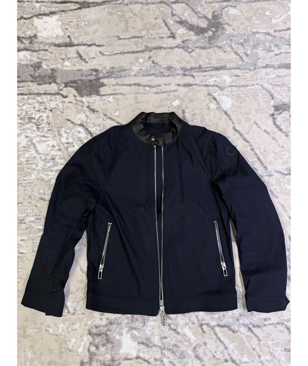 EMPORIO ARMANI Темно-синяя атласная куртка, фото 5