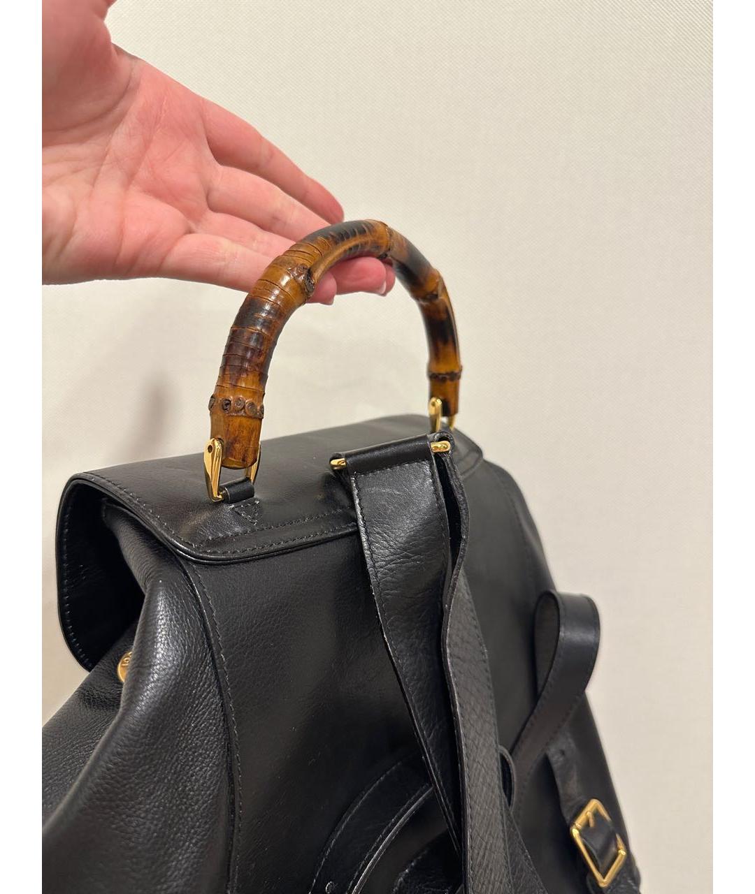 GUCCI Черный кожаный рюкзак, фото 5