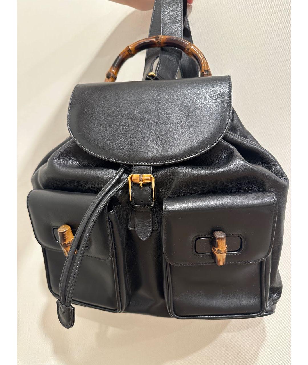 GUCCI Черный кожаный рюкзак, фото 9