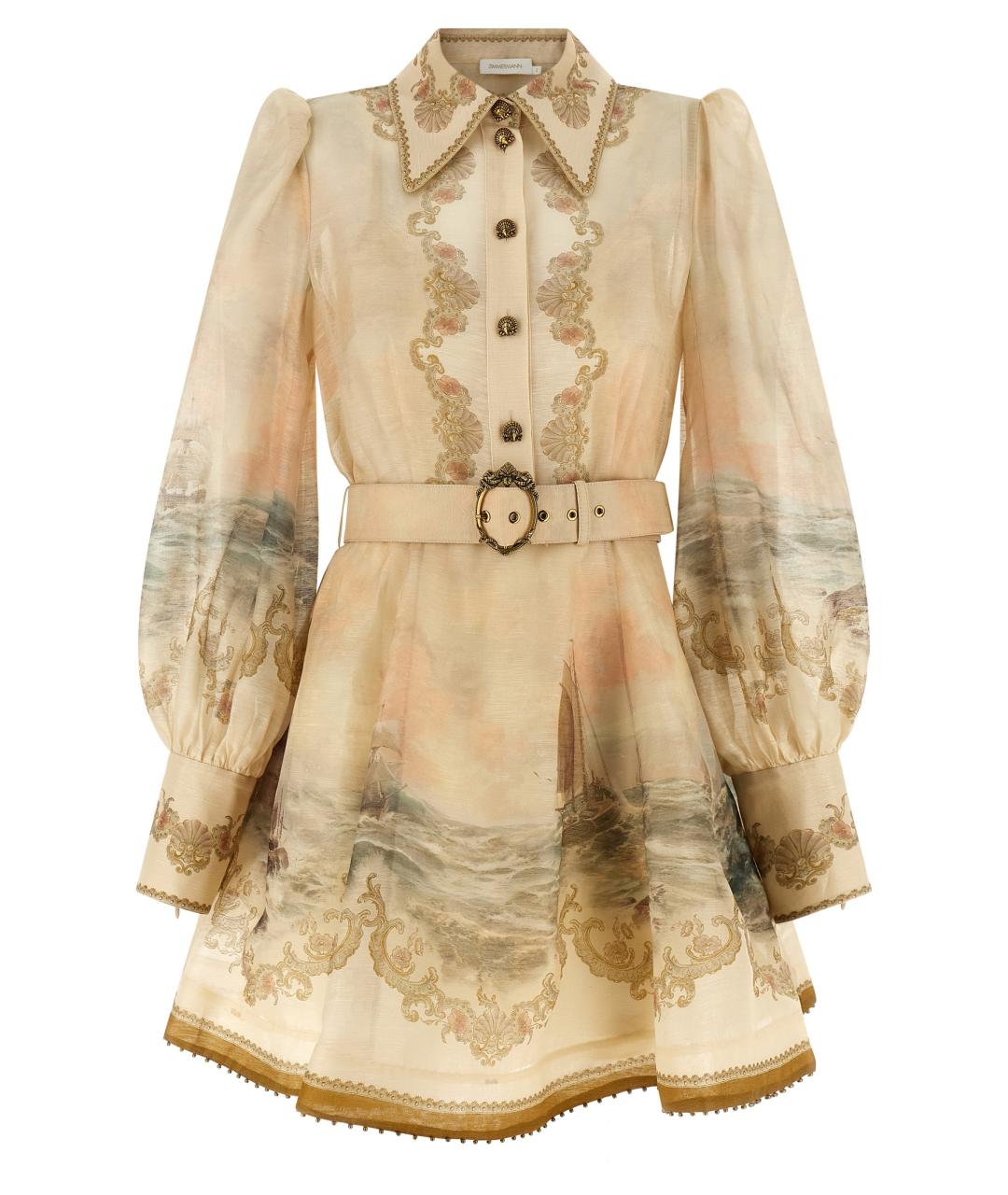 ZIMMERMANN Бежевое льняное платье, фото 1