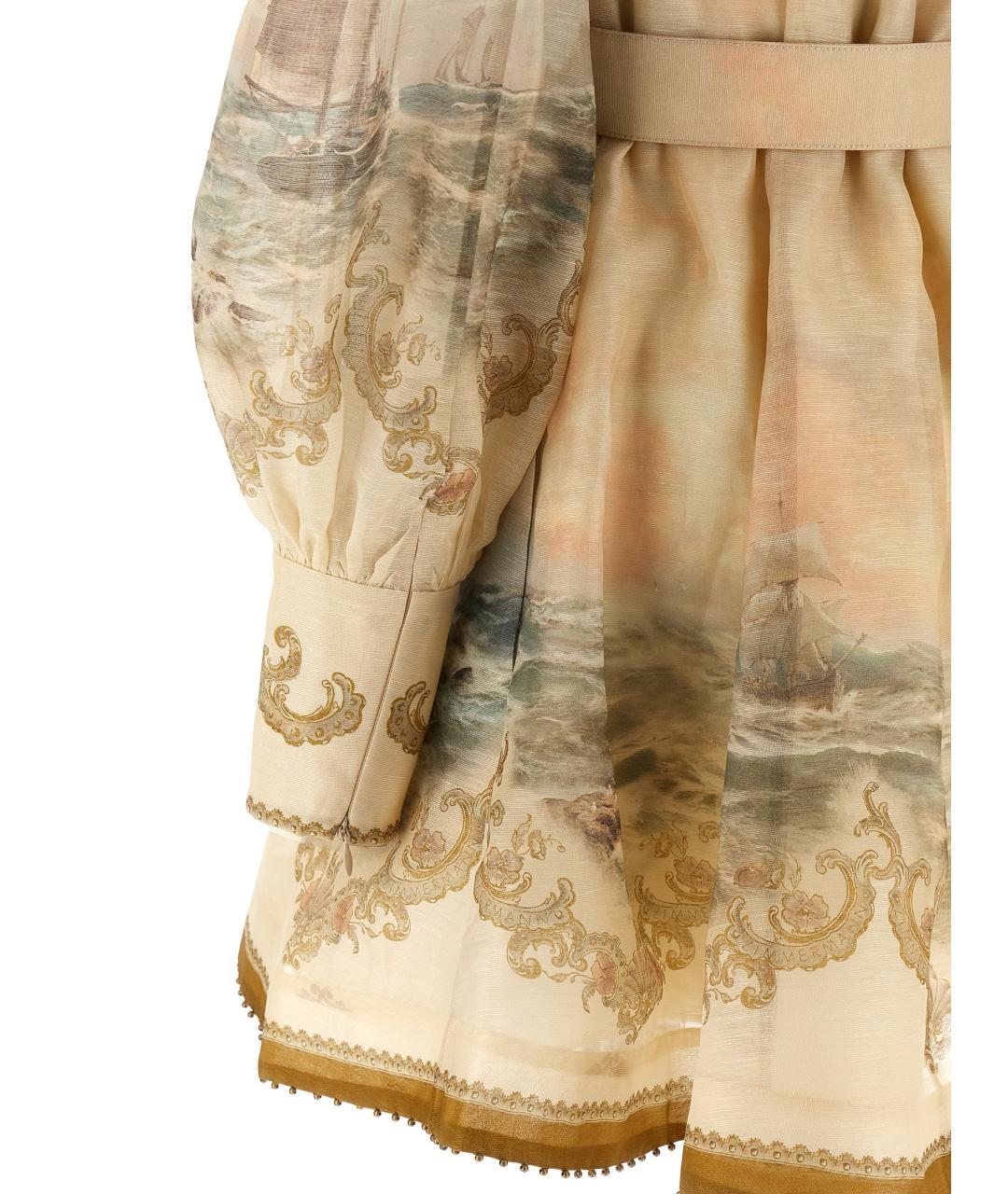 ZIMMERMANN Бежевое льняное платье, фото 4