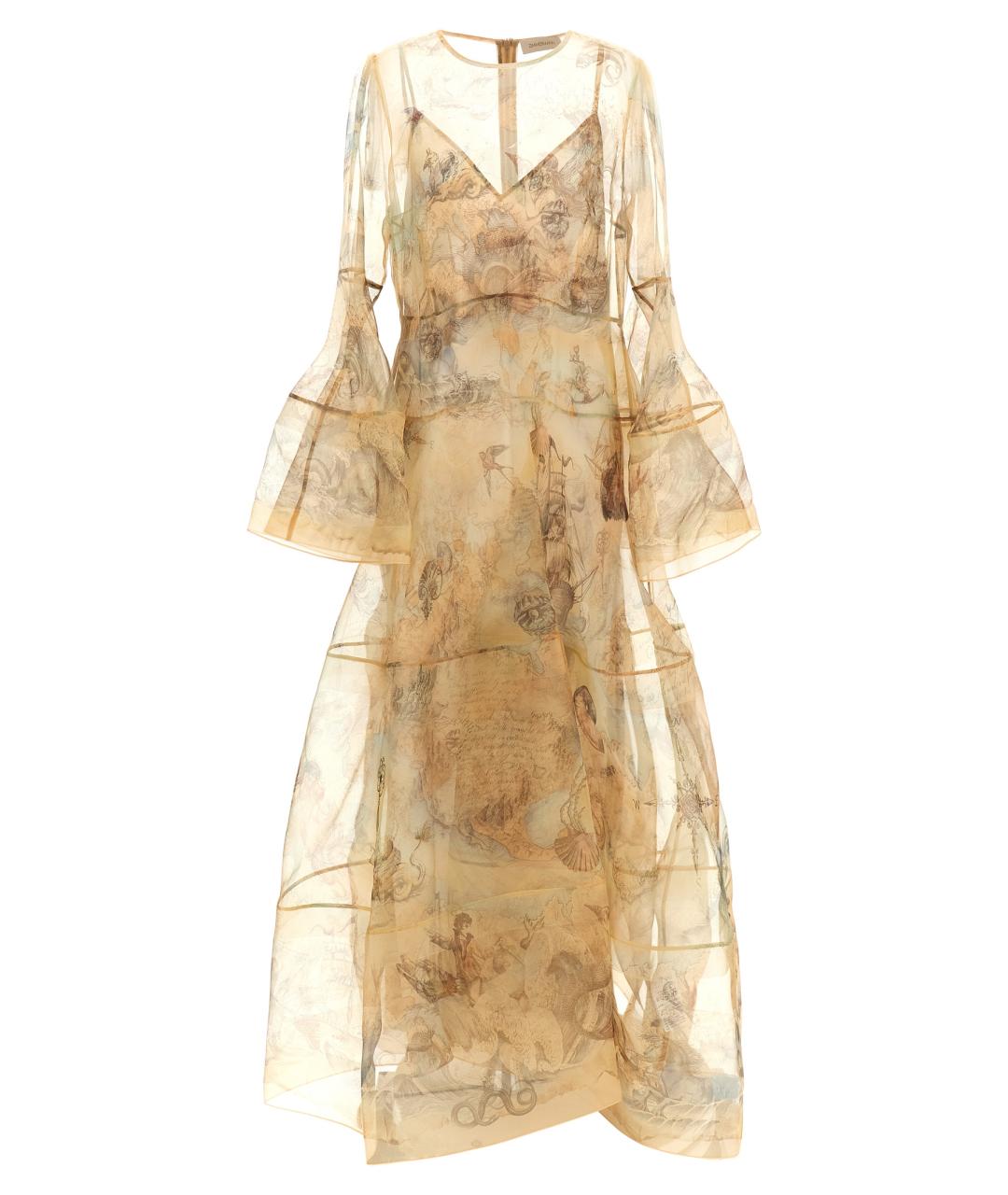 ZIMMERMANN Бежевое шелковое платье, фото 1