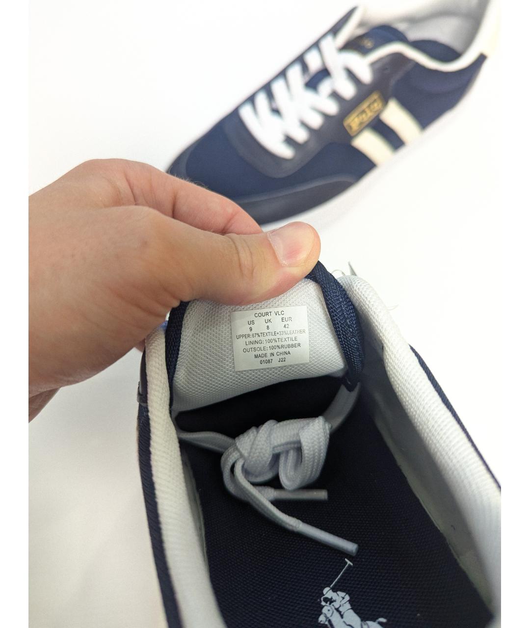 POLO RALPH LAUREN Темно-синие синтетические низкие кроссовки / кеды, фото 3