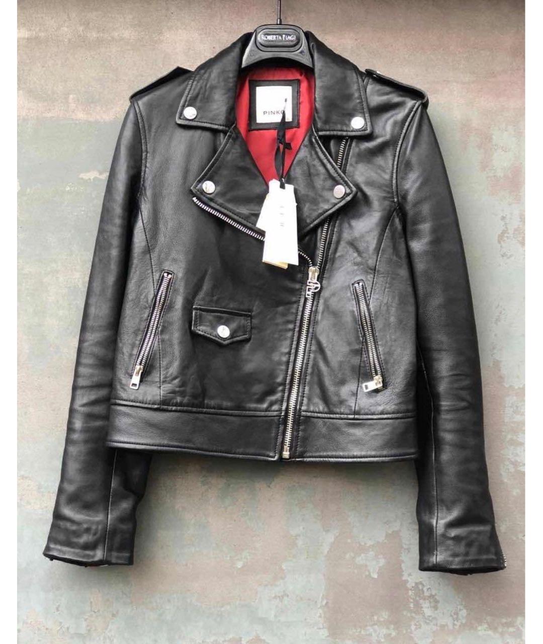 PINKO Черная кожаная куртка, фото 9
